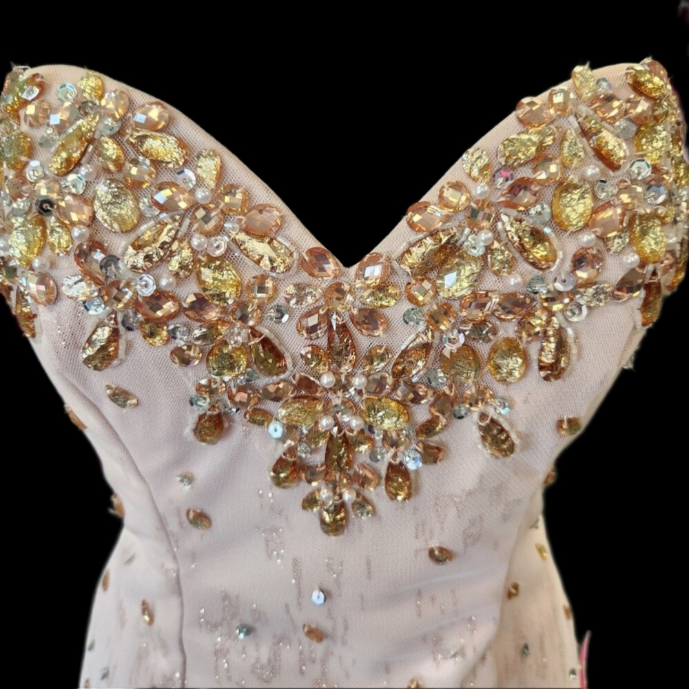 MORI LEE Mermaid Dress (Blush Rose w/ Gold SPARKLE) - Picture 8 of 8